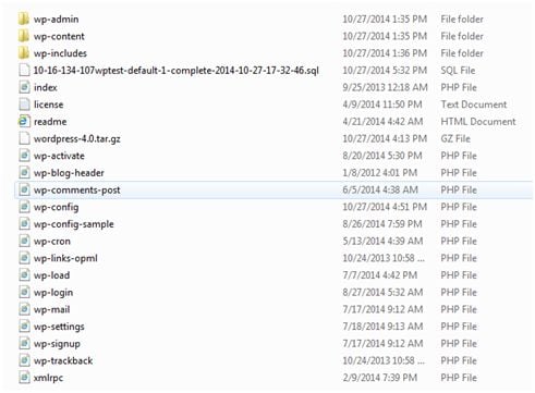 Backed up files