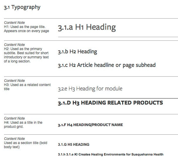 headings