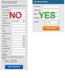 Registration form comparison