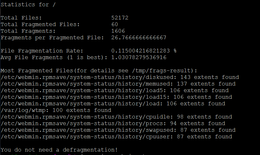 Defragfs results 1
