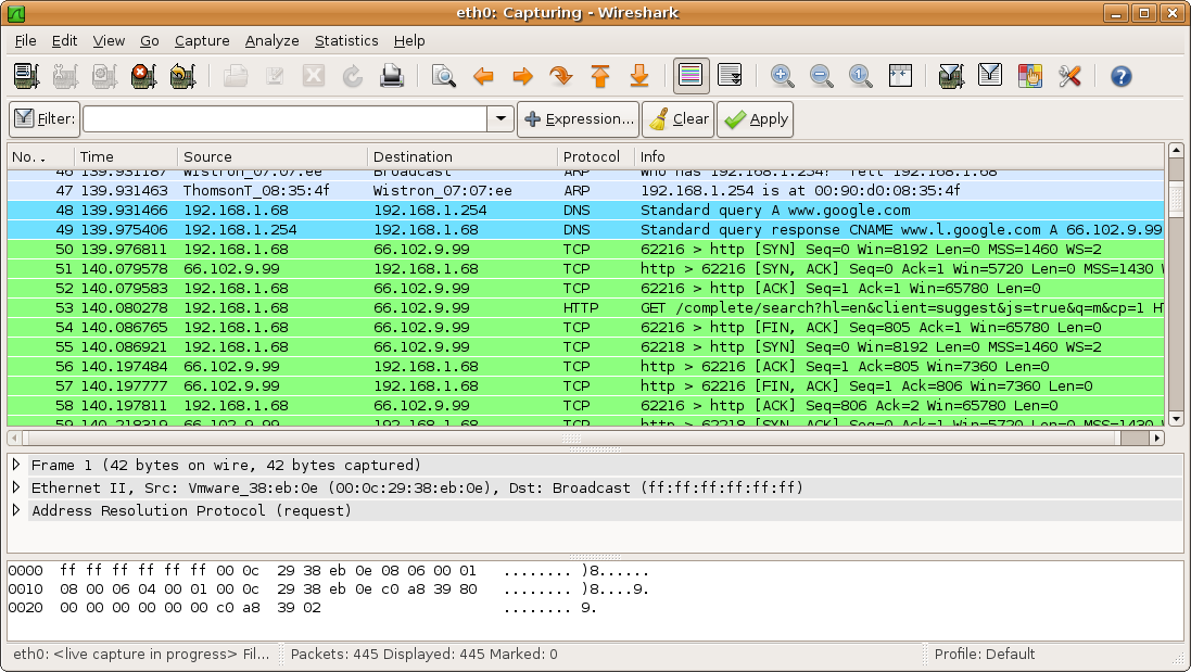 Wireshark screenshot