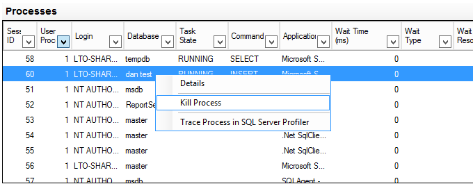 SQL Server Activity Monitor 2 Kill