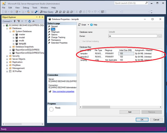 To add another tempdb data file, you need to connect to the SQL Server