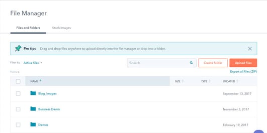 HubSpot's File Manager