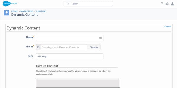 Pardot's Dynamic Content Options Pardot's Dynamic Content Options