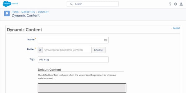 Pardot's Dynamic Content Options