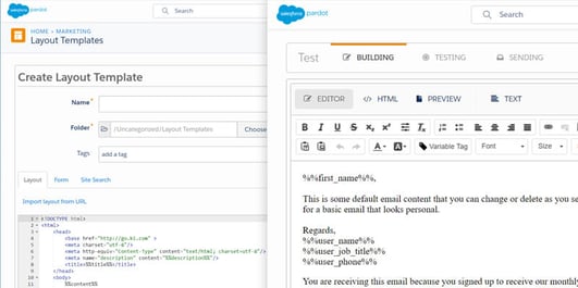 Pardot's Layout and Email Template Editors