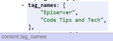 Developer Info JSON output for content > tag_names