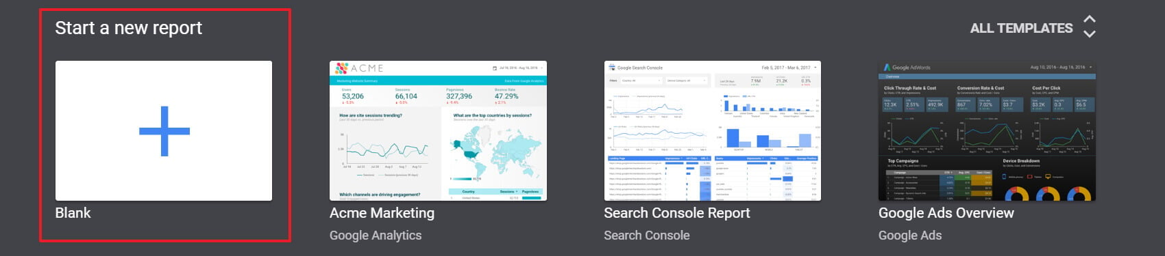 Create a new blank report