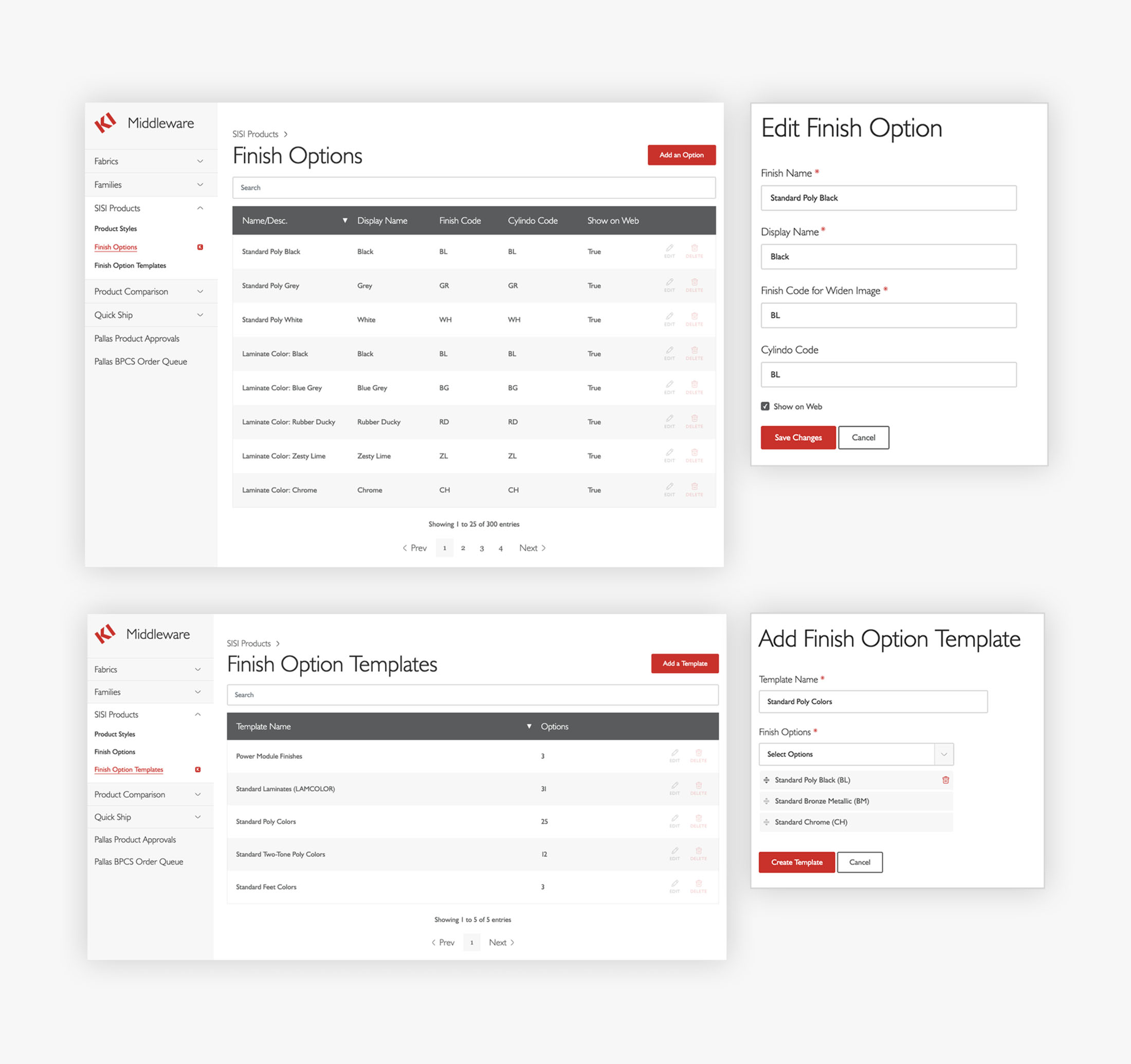 Middleware Web Pages Managing Finish Options