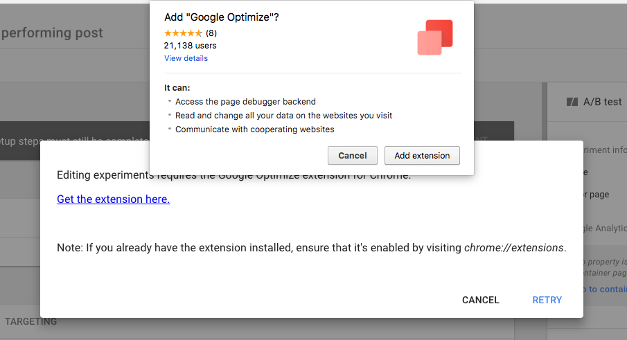Google Optimize Extension