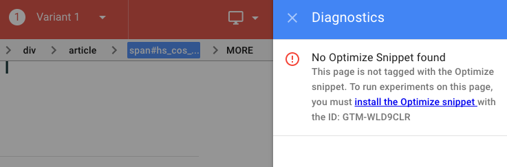 Google Optimize Snippet