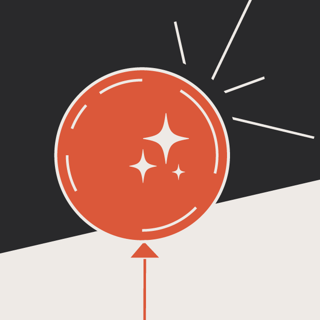 image of balloon bursting with AI stars