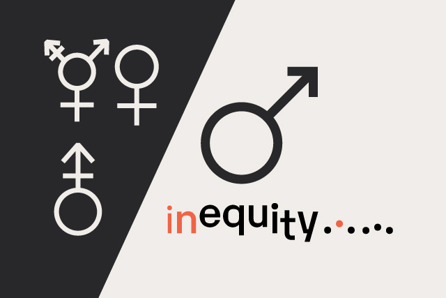 Diagram of gender icons representing the imbalance of males to non-males in the tech industry